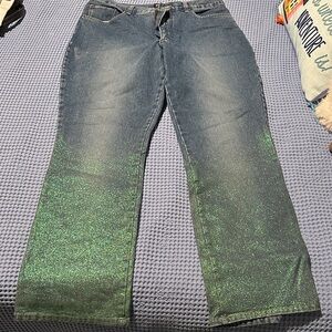 New York & Company Blue Denim Glitter Jeans